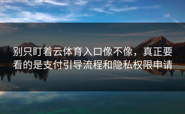 别只盯着云体育入口像不像，真正要看的是支付引导流程和隐私权限申请
